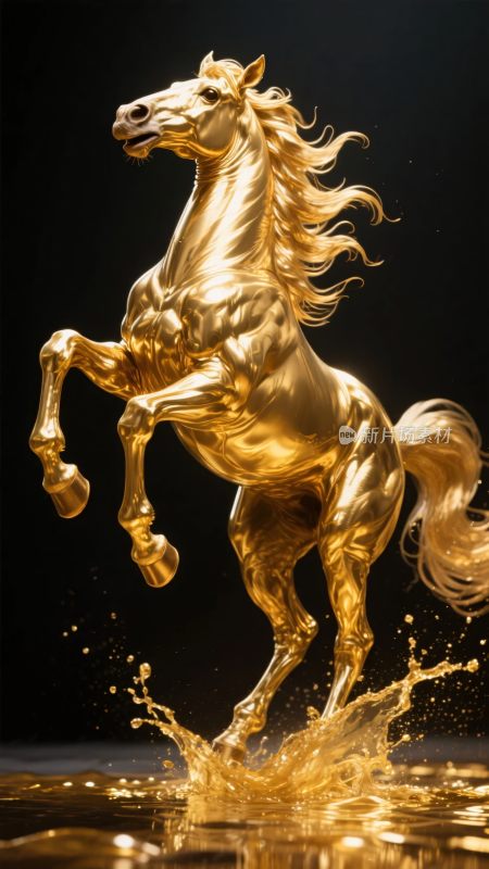 金色骏马跃起动态图
