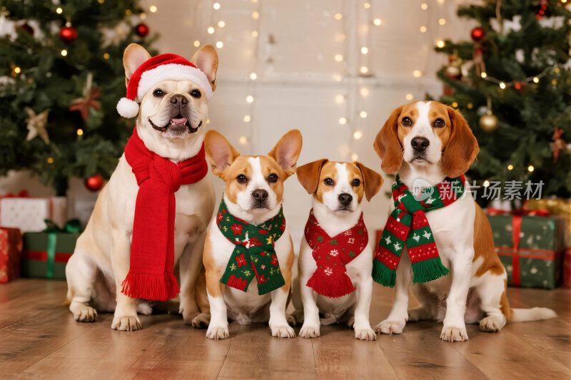 圣诞节日狗狗合影