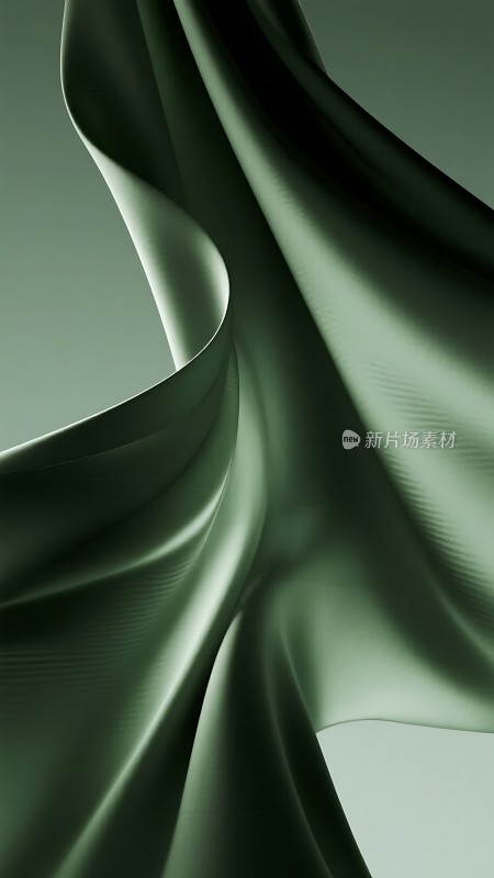 绿色绸缎飘动之美