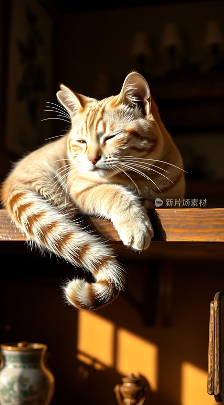 阳光下的慵懒橘猫