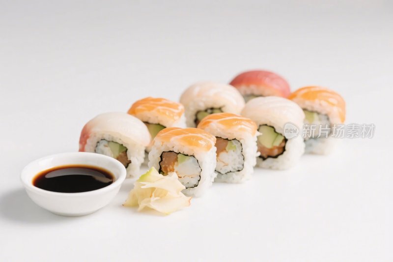 寿司与酱油美食摆盘