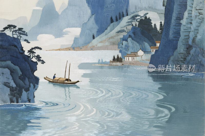 传统山水风景插画