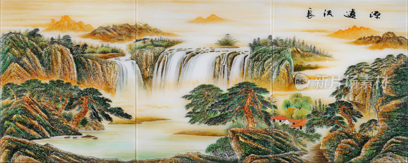 富水祥云背景装饰画