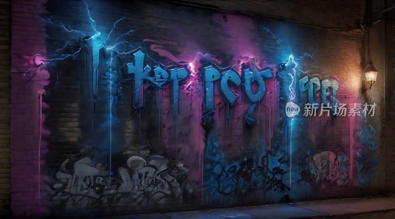 街头艺术之夜霓虹与涂鸦的碰撞