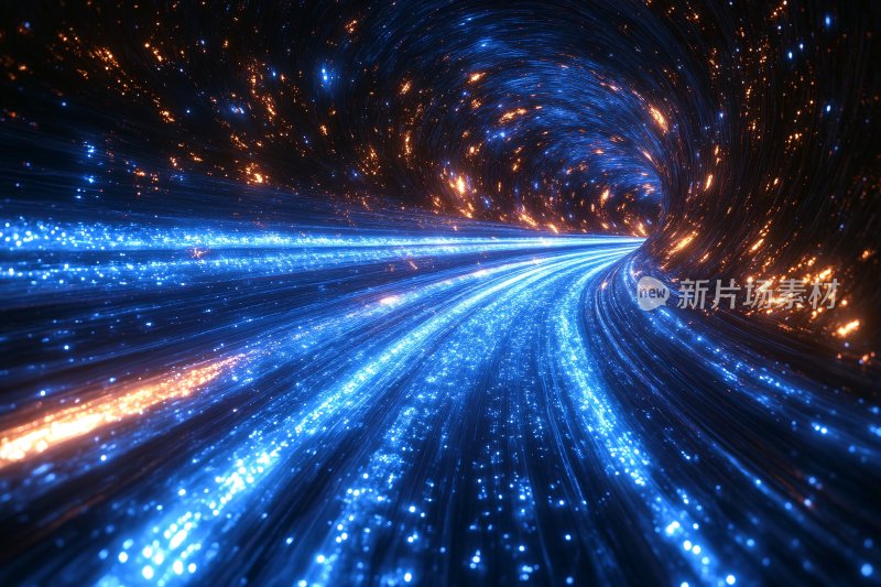 梦幻蓝色星空隧道光影画面