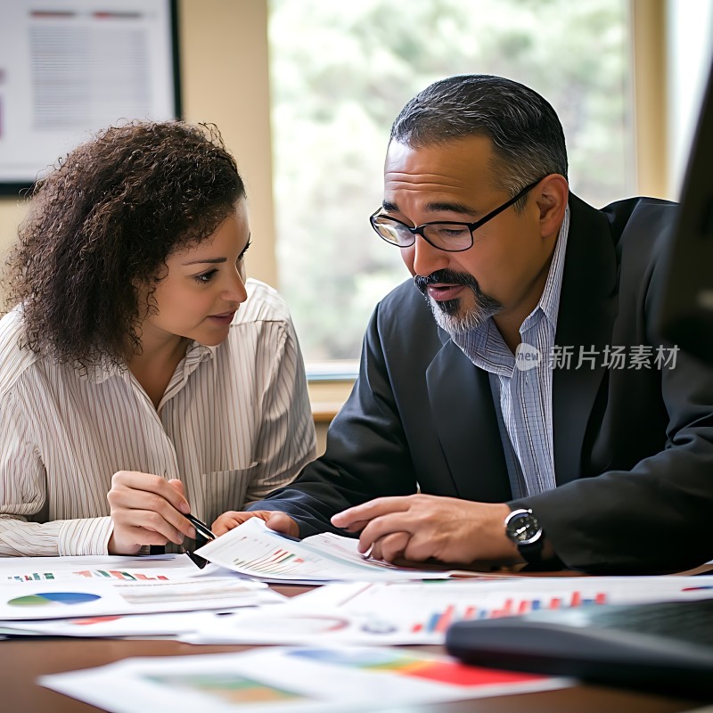 商务人士讨论数据分析