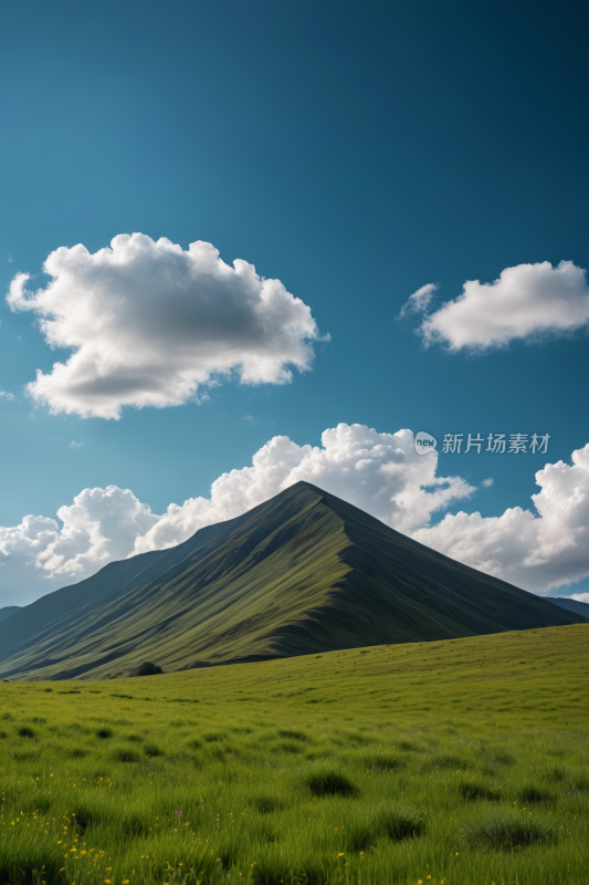 一大片草地一座高山清风景图片