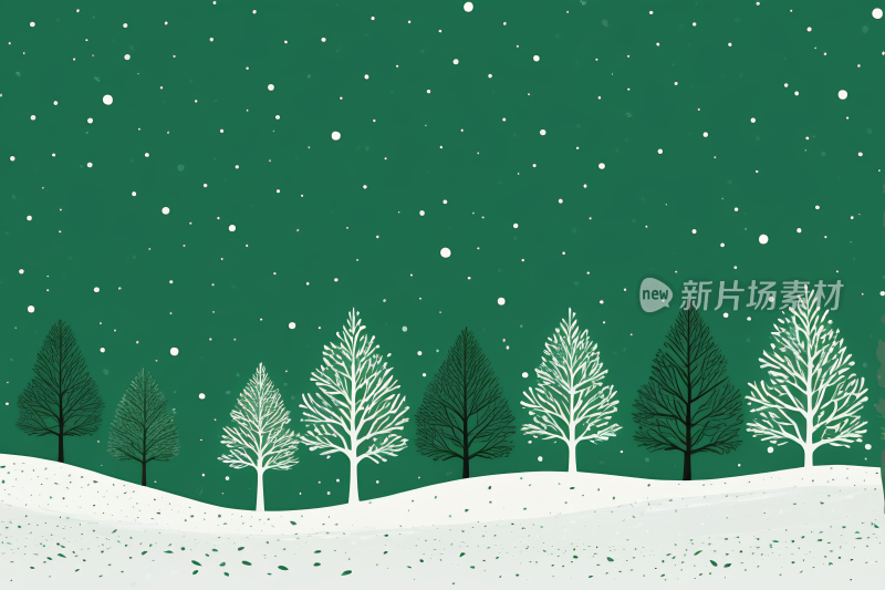 雪景中的雪树雪落下高清背景图片