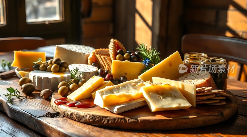 阳光下的奶酪拼盘