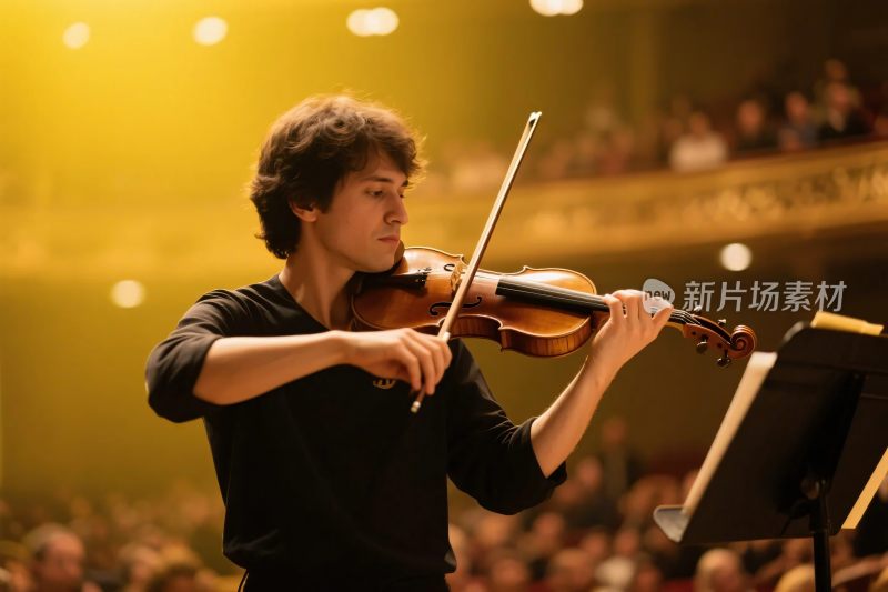 音乐会中演奏小提琴者