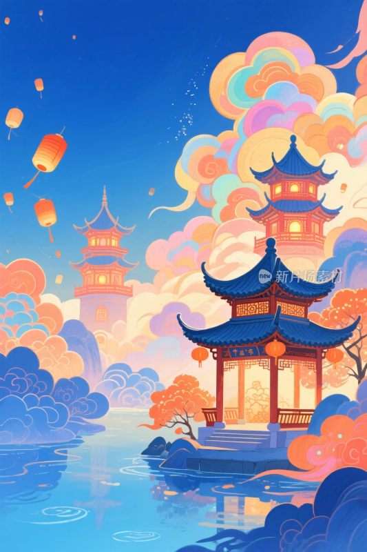 古风古韵美景插画