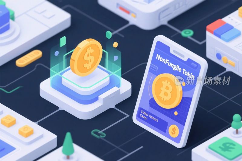 区块链数字货币插画