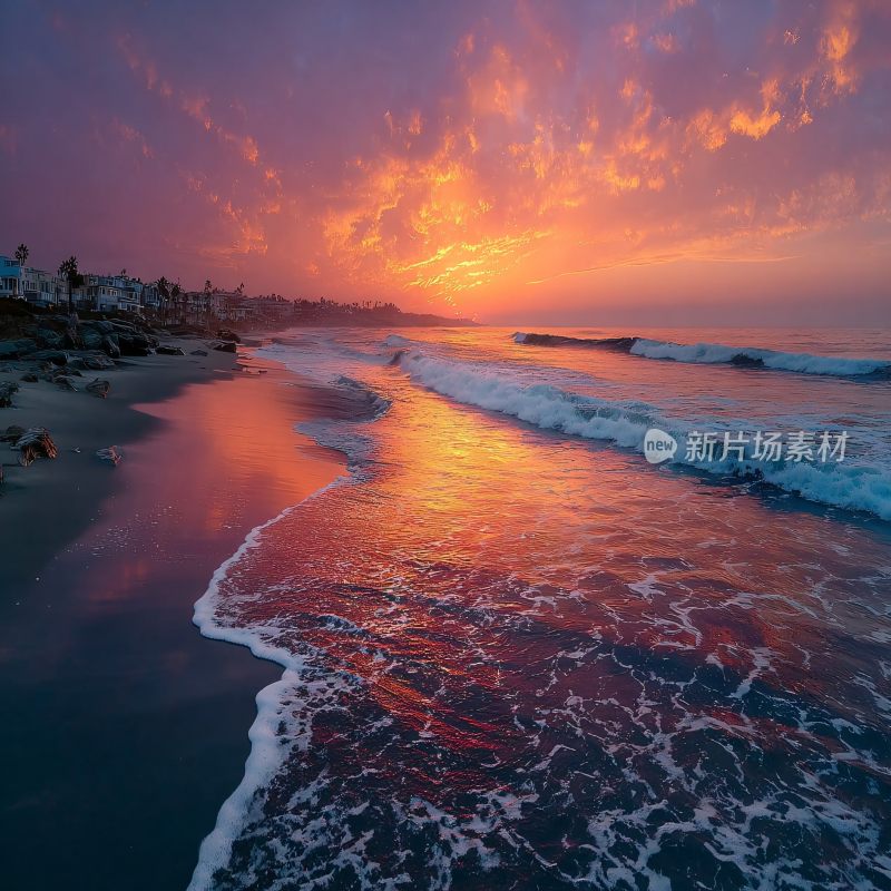 海边绚烂日落美景