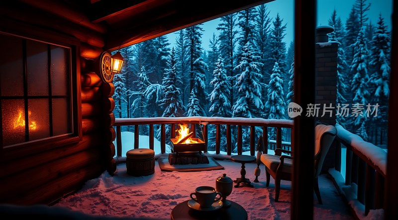 雪夜木屋温馨 fireplace