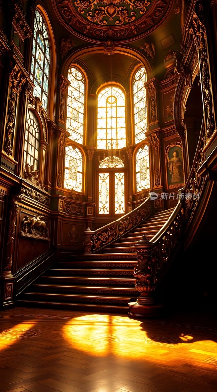 阳光下的宏伟楼梯