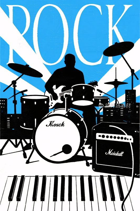 摇滚音乐演奏场景插画