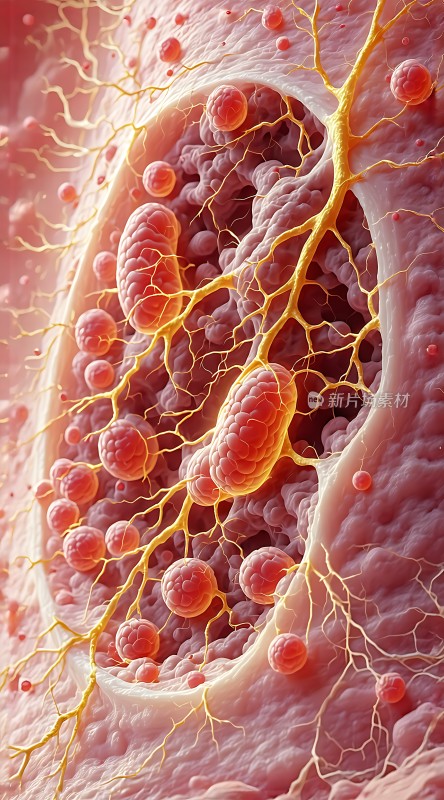 血管与血细胞交织的艺术图