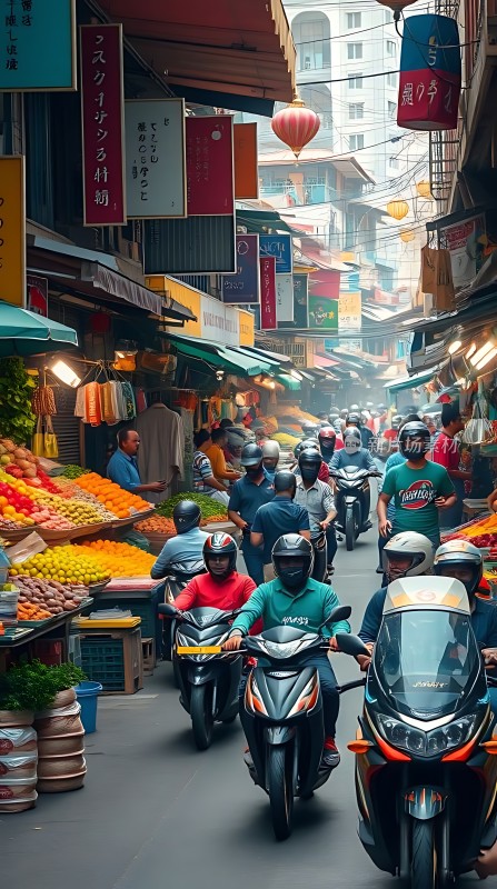 繁华市场中的活力与喧嚣