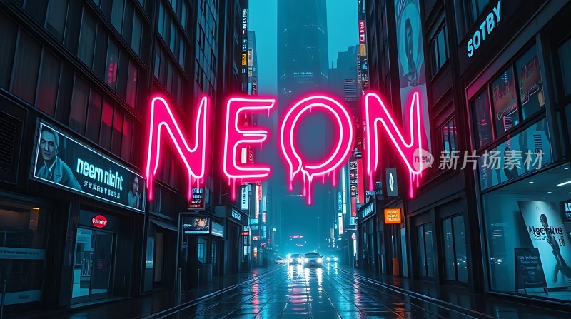 霓虹灯下的城市夜景