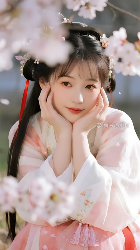 樱花下的汉服佳人