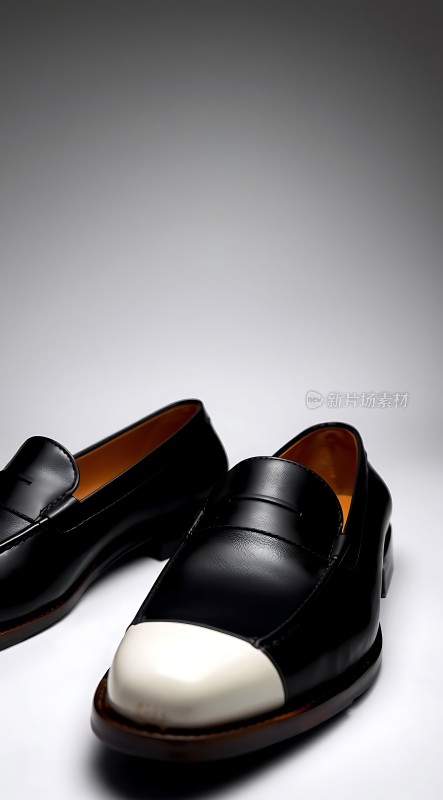 黑色皮鞋配白色鞋头简约时尚