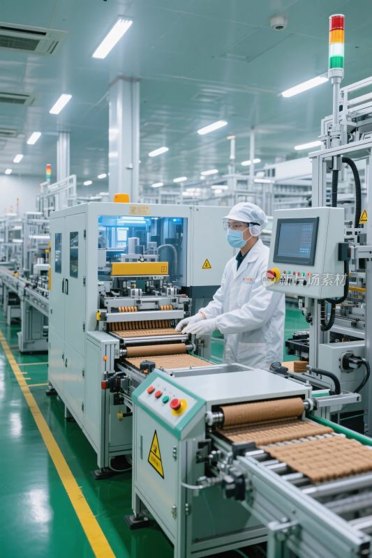 工厂内工人操作自动化设备