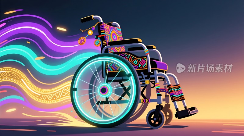 新片场素材炫彩轮椅