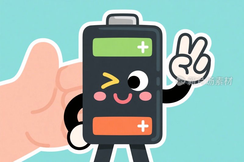 卡通电池形象插画