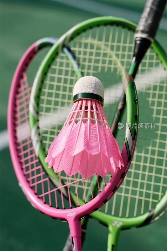 羽毛球与羽毛球拍特写