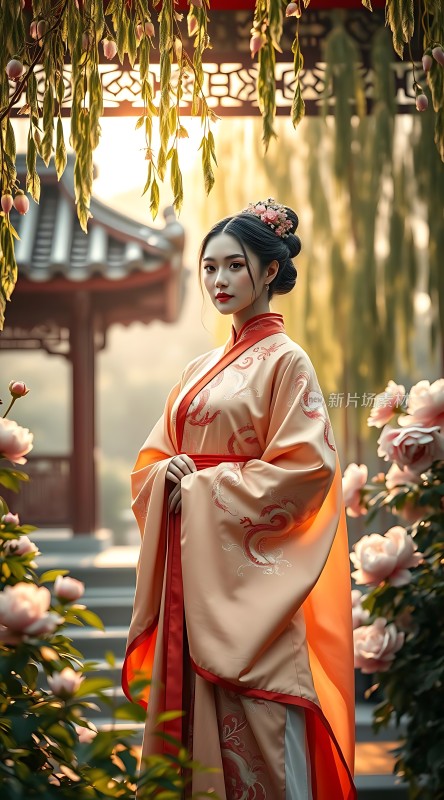 汉服佳人花影婆娑