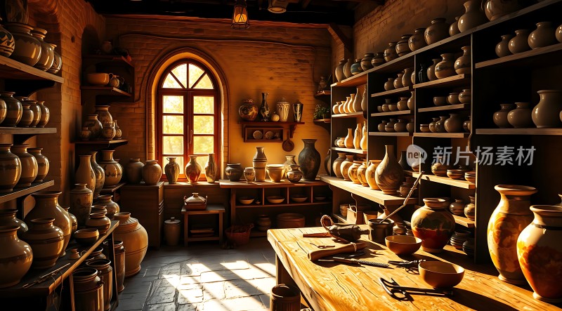 陶艺工坊阳光下的古朴魅力