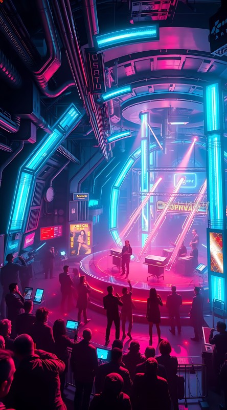 霓虹舞台上的未来科技派对