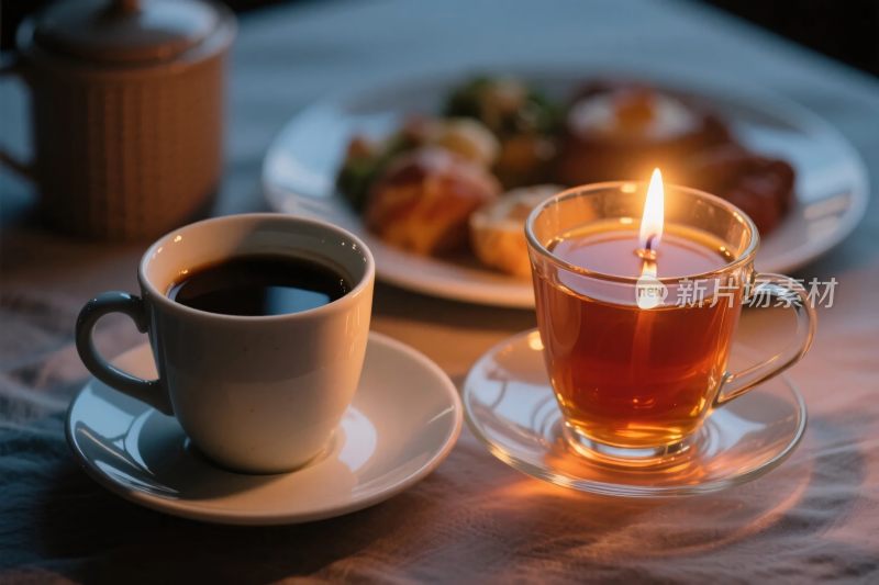 温馨早餐饮品蜡烛场景