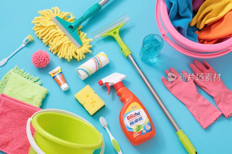 清洁用品展示插画