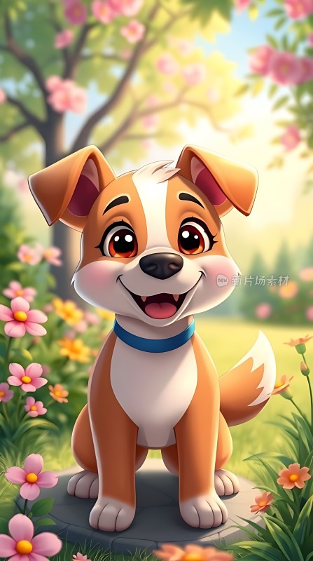 阳光下的快乐小狗