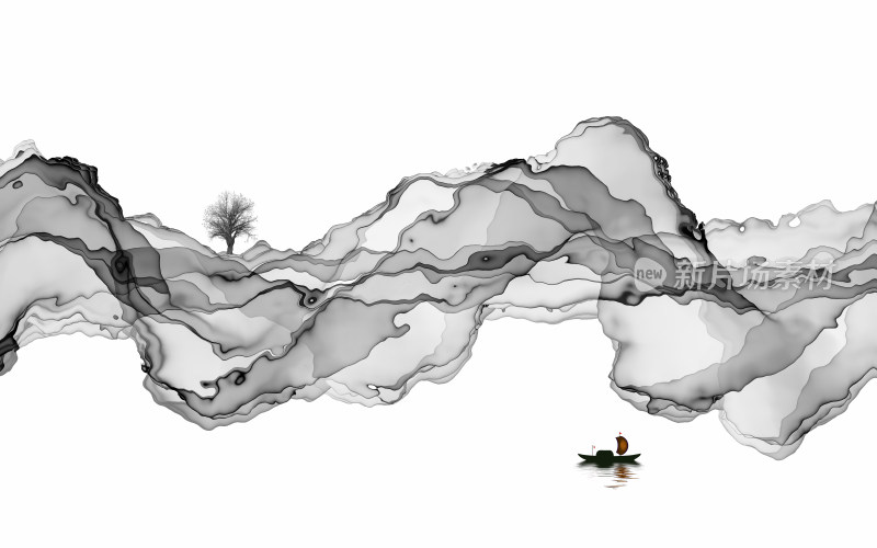 抽象水墨意境山水装饰画