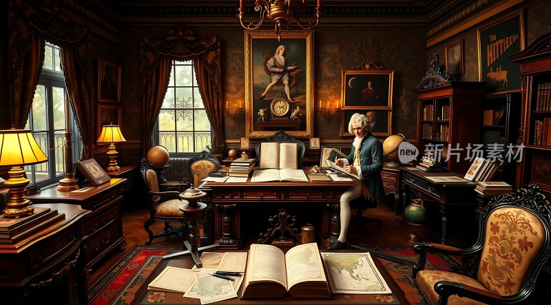 古典书房里的学者