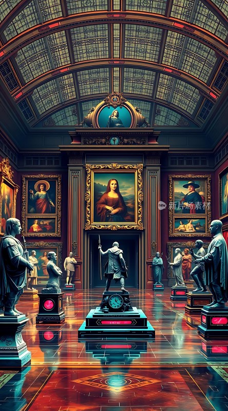 艺术殿堂雕像与名画共舞