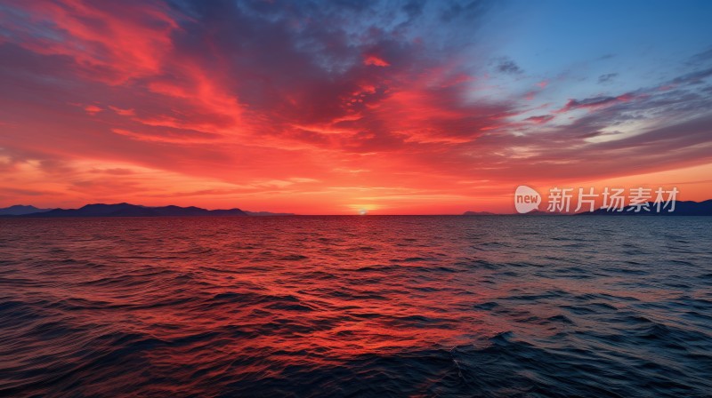 海面上的落日夕阳晚霞