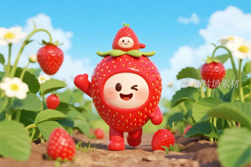 草莓卡通角色插画