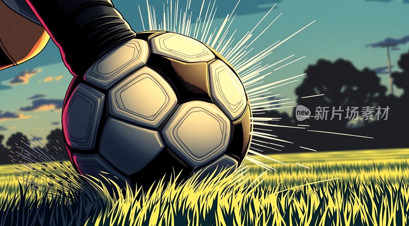 新片场素材足球场上激情一踢