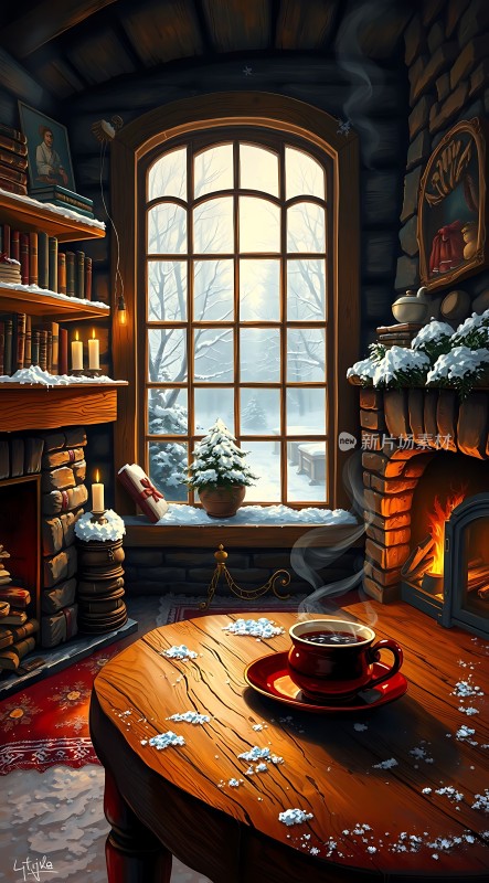 冬日暖炉旁的温馨时光