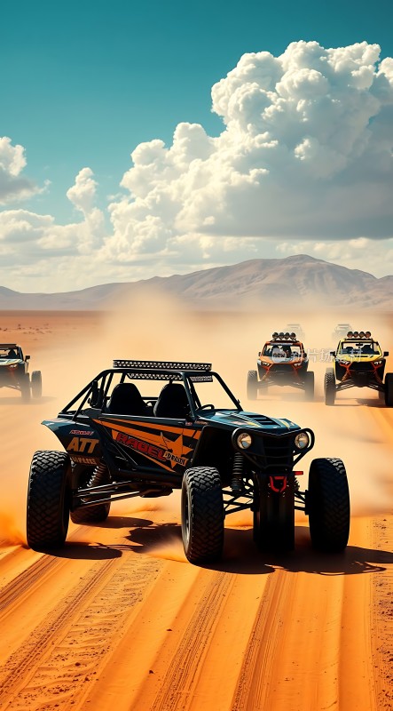 沙漠狂飙越野车在沙丘间疾驰