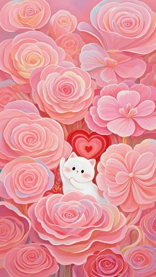 白猫捧心花丛中