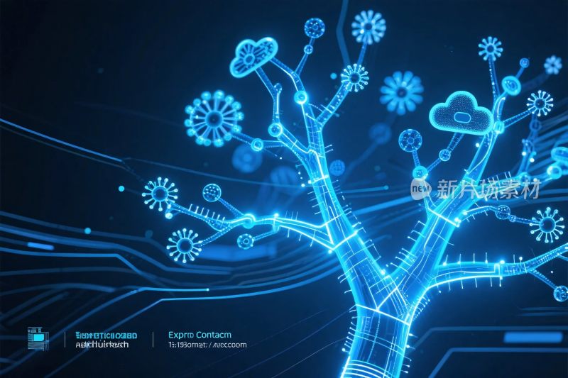 科技数字树插画