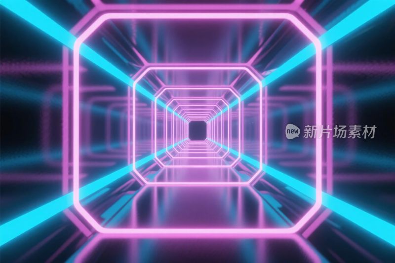 科幻霓虹光隧道