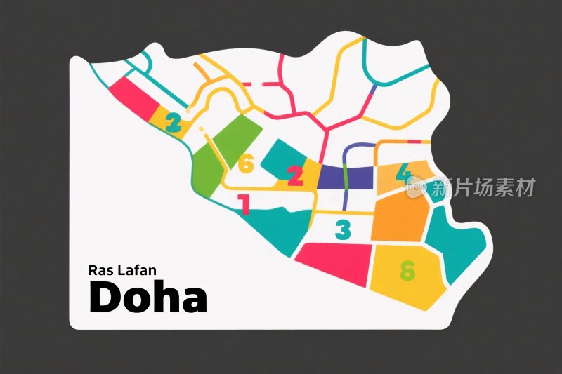 分区彩色地图插画