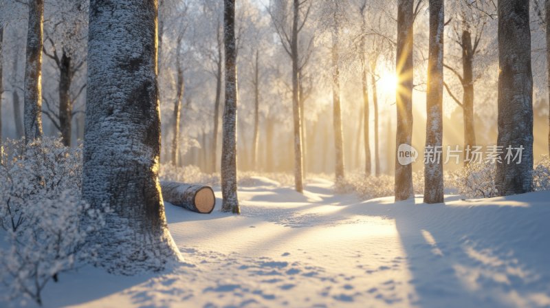 冬天树林冬季风景冬日雪景风光