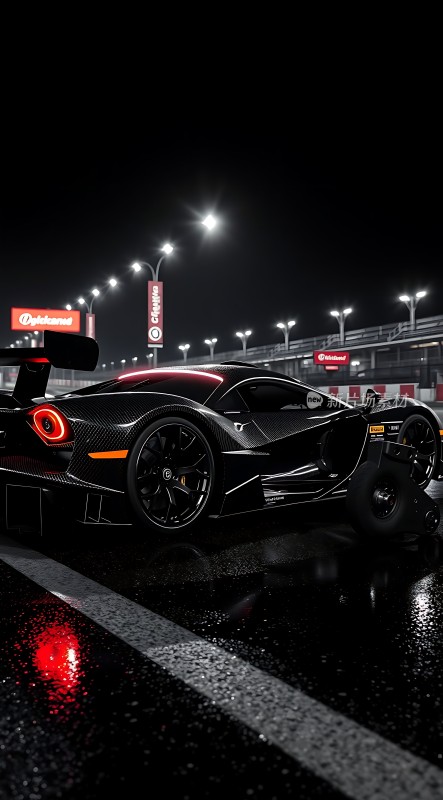 赛道上的黑色赛车