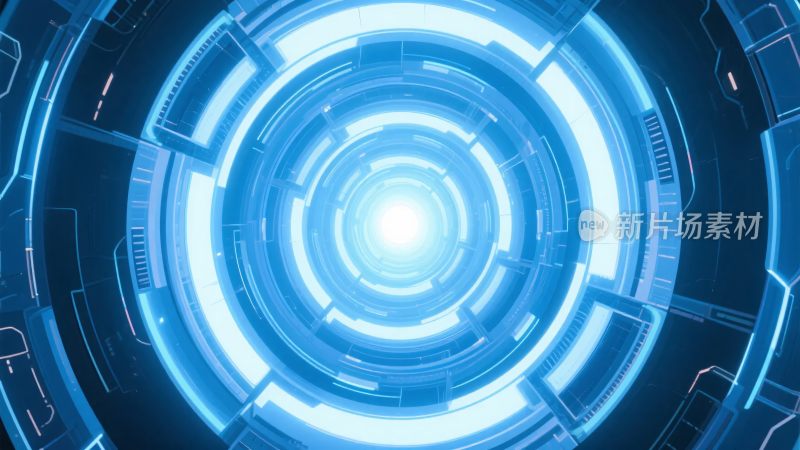 蓝色科技感环形光效背景